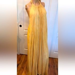 Elan Yellow Halter Low Back Maxi Dress